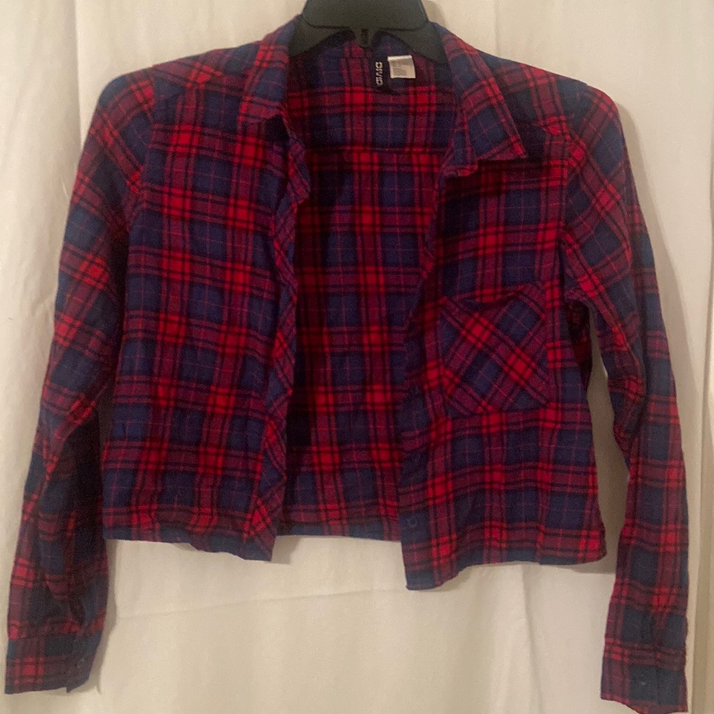 Plaid crop button down shirt
